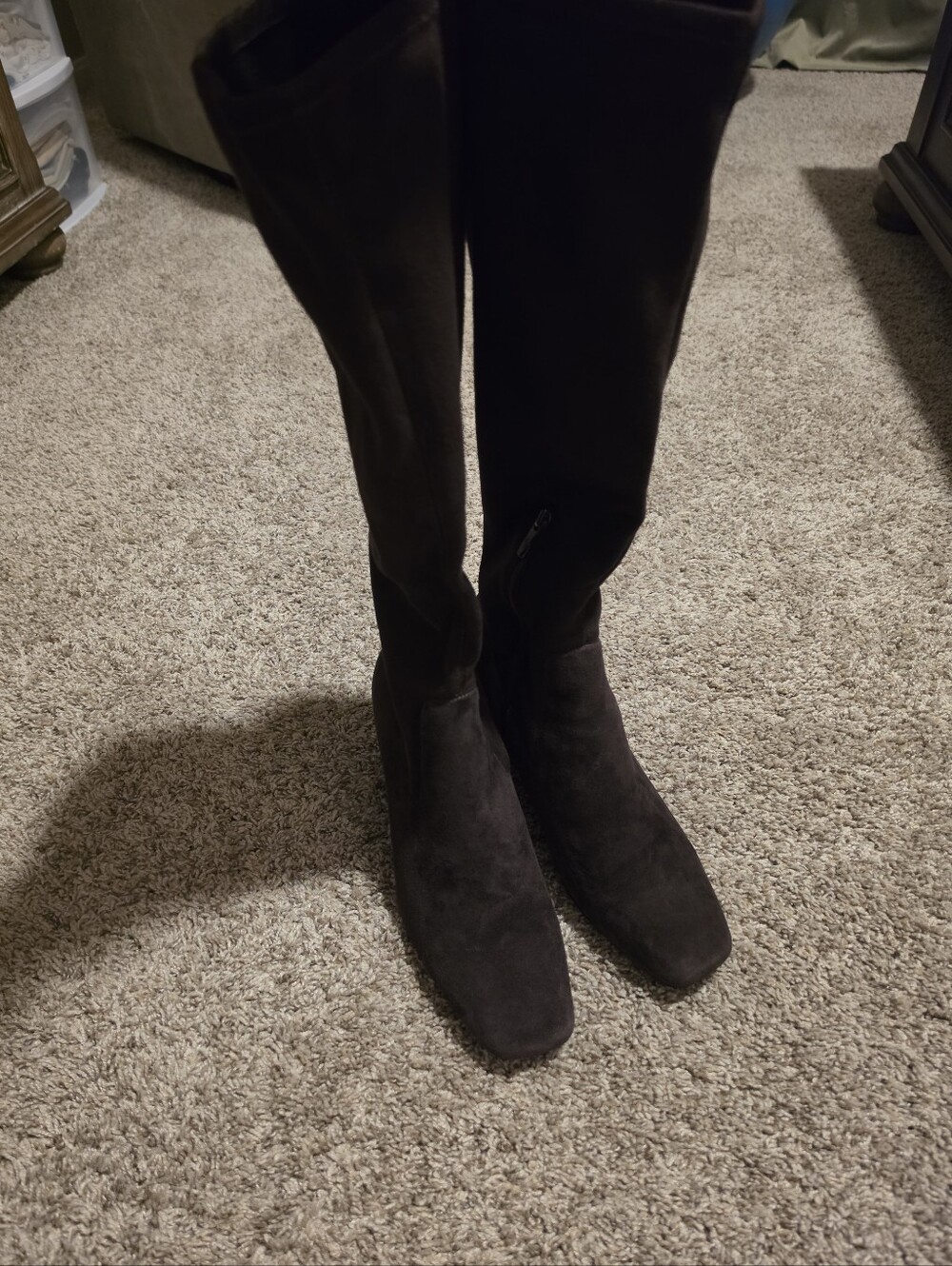 CASSIDY Brown Knee-High Suede Boots - Donald Pliner